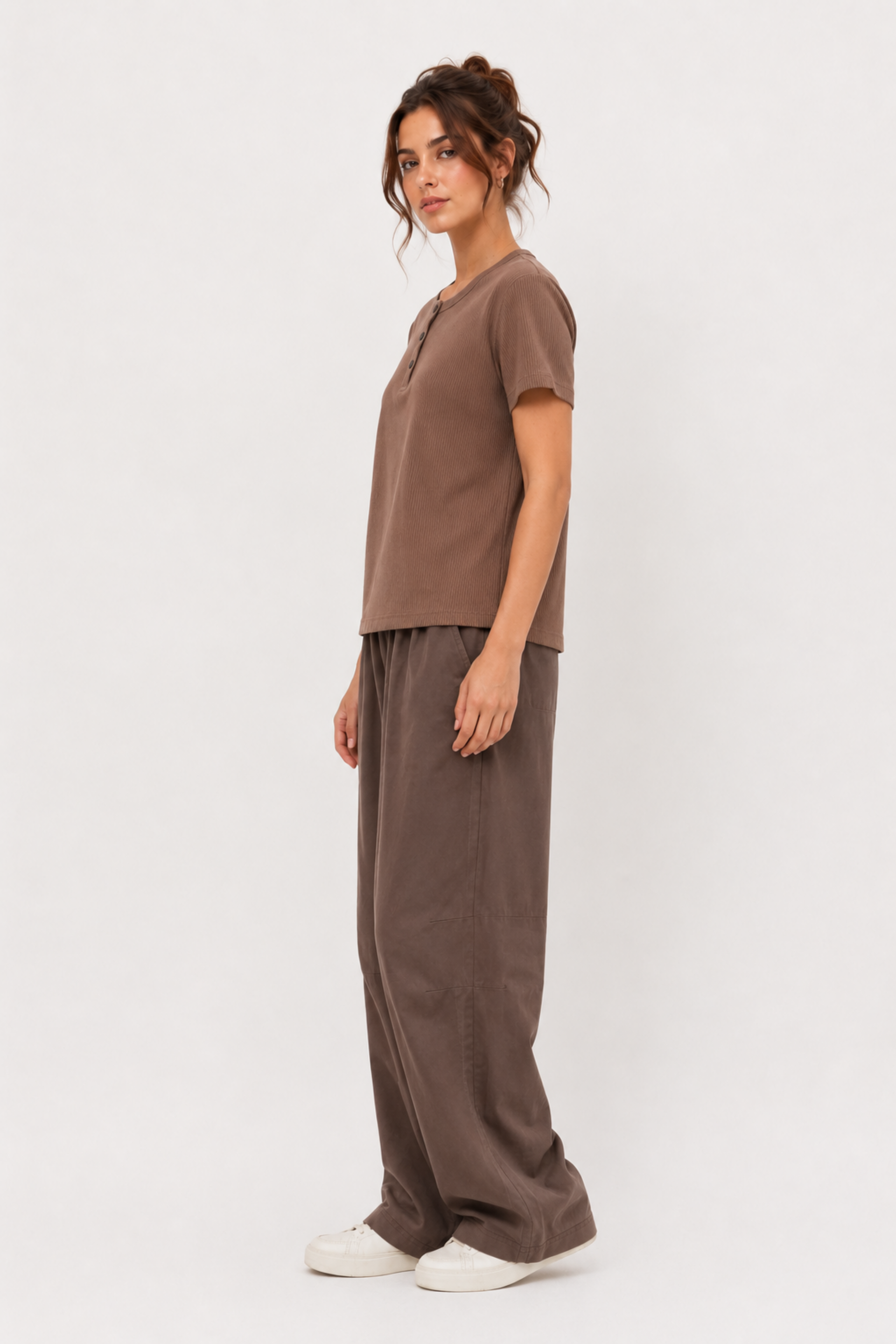 Women’s Ribbed Henley Neck T-Shirt