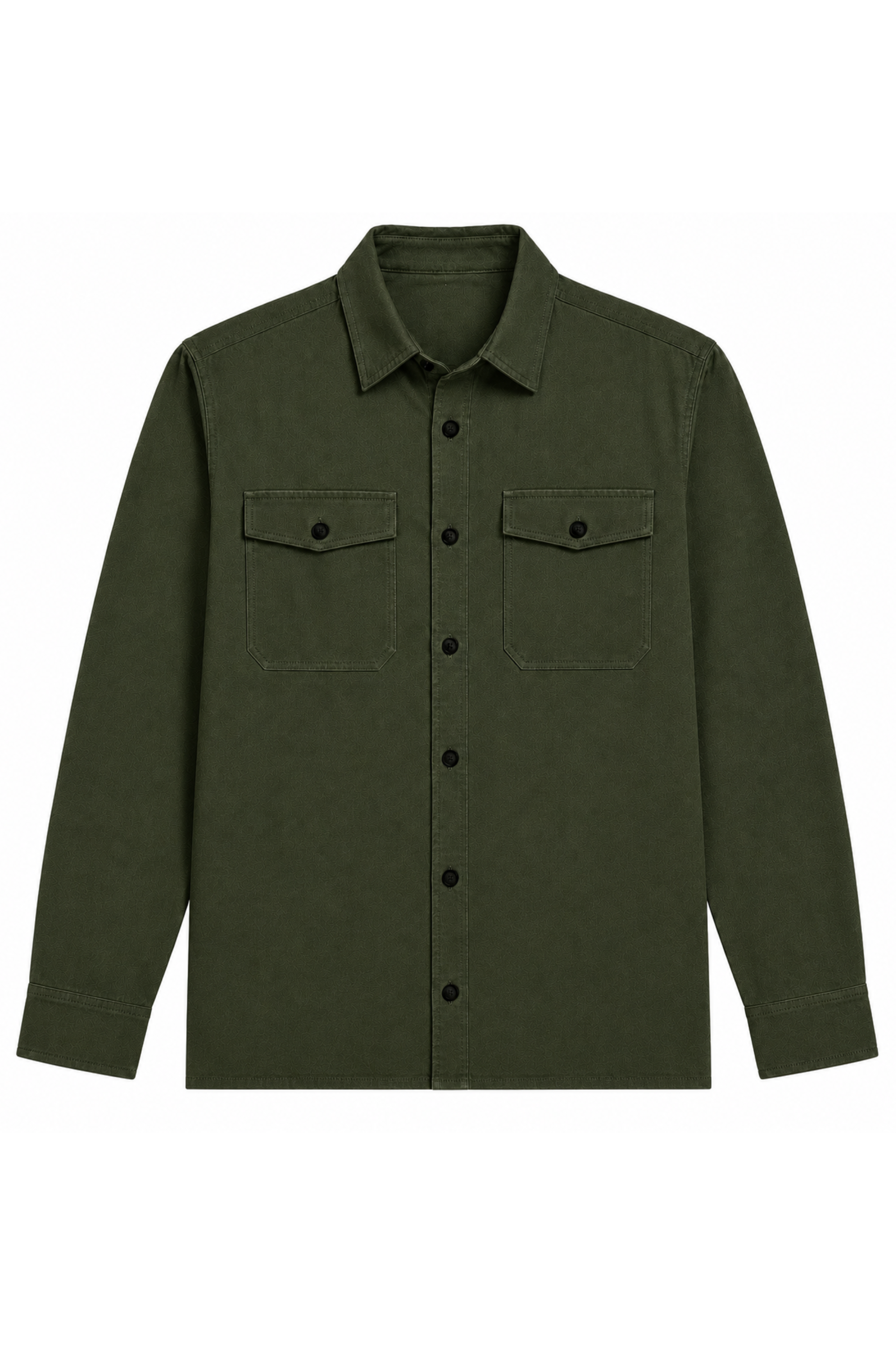Men’s Olive Green Flap Pocket Utility Shirt – Long Sleeve