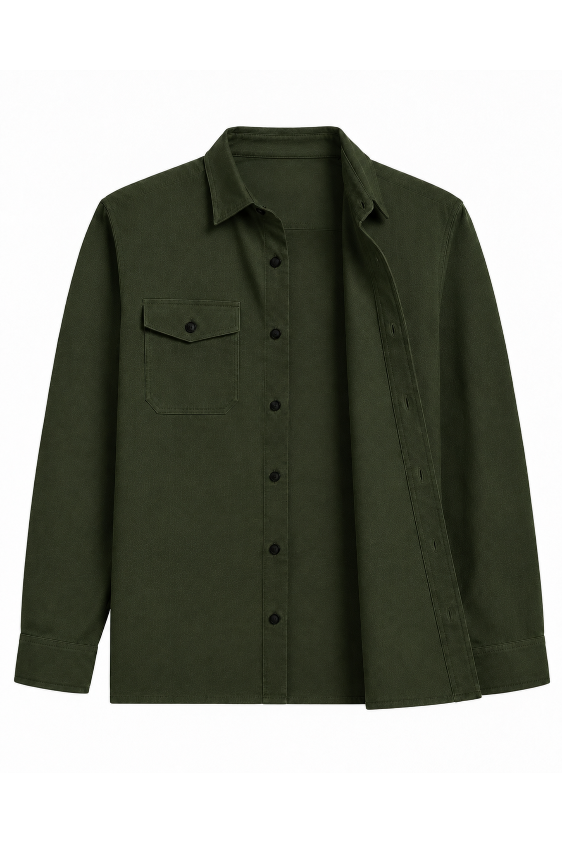 Men’s Olive Green Flap Pocket Utility Shirt – Long Sleeve