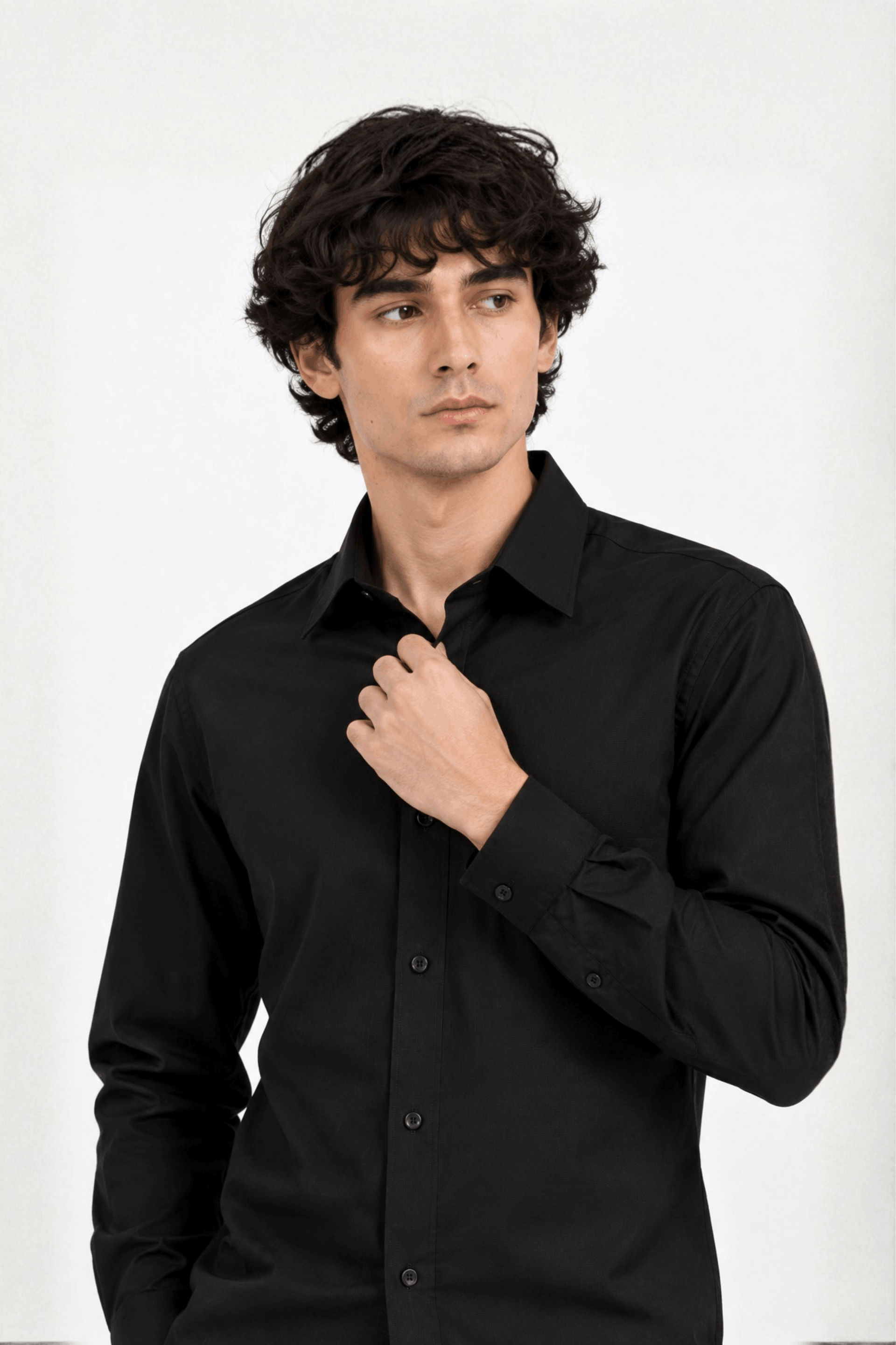Men’s Black Classic Button-Down Shirt – Long Sleeve