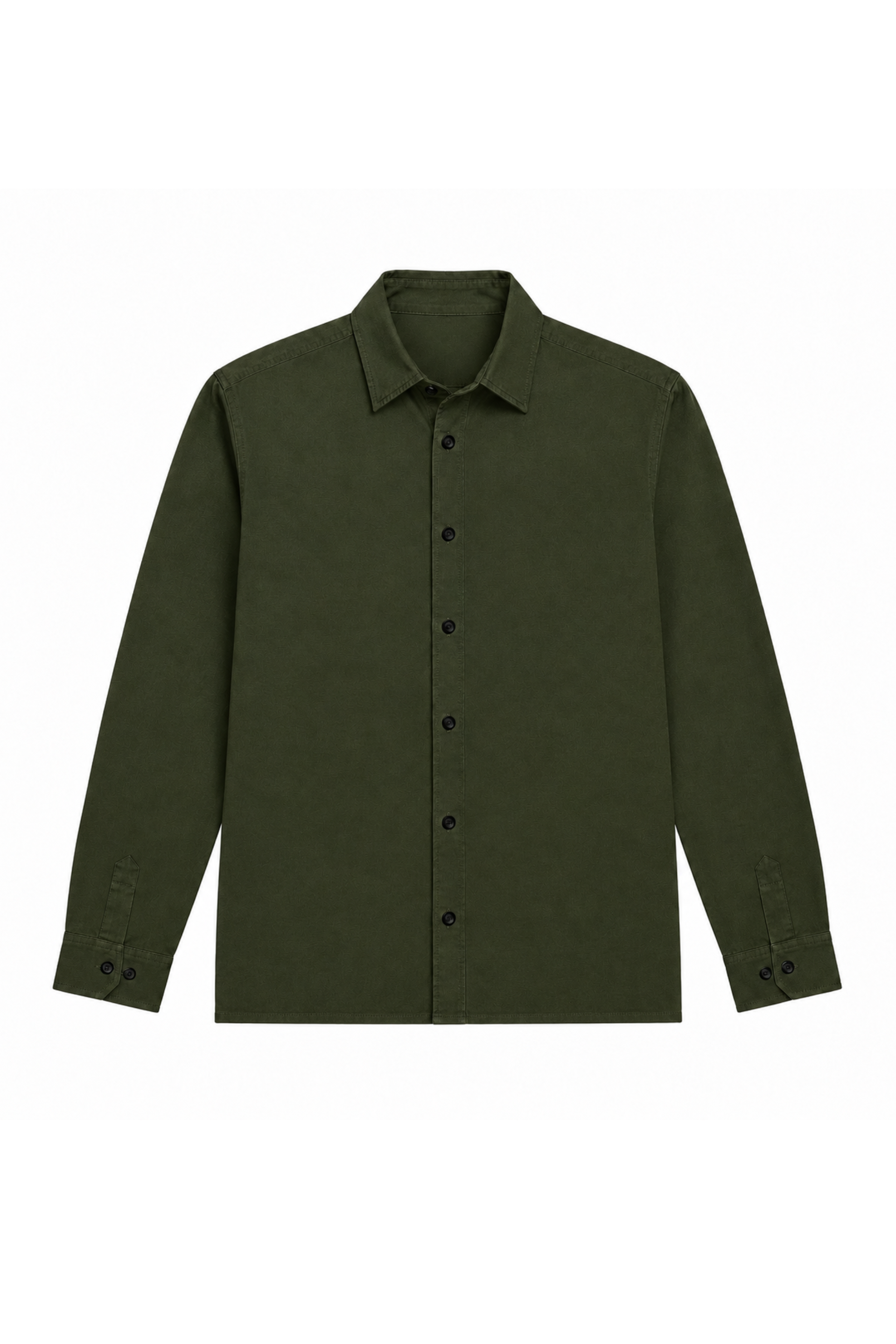 Men’s Olive Green Classic Button-Down Shirt – Long Sleeve