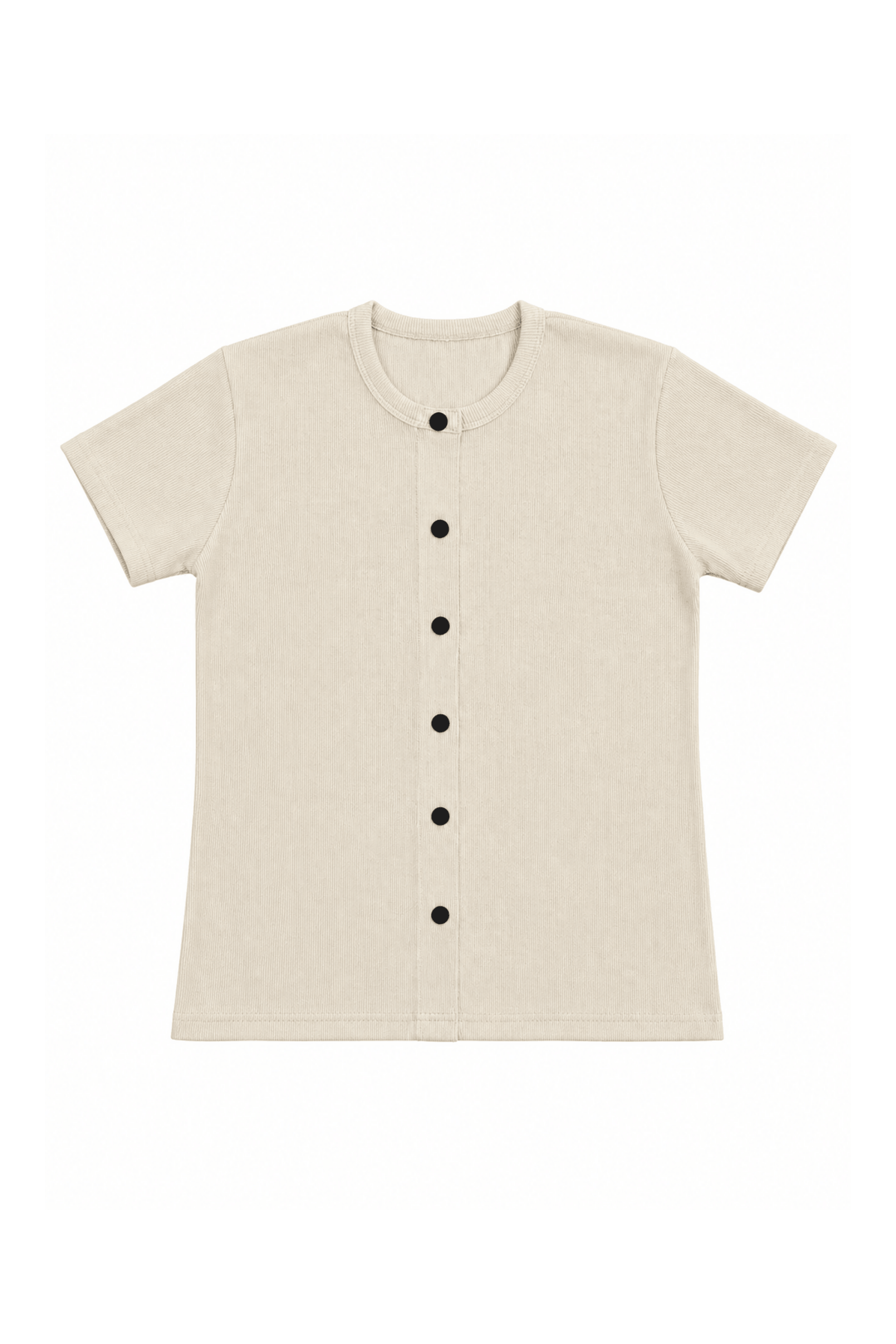 Women's Ribbed Button-Front Short Sleeve Top