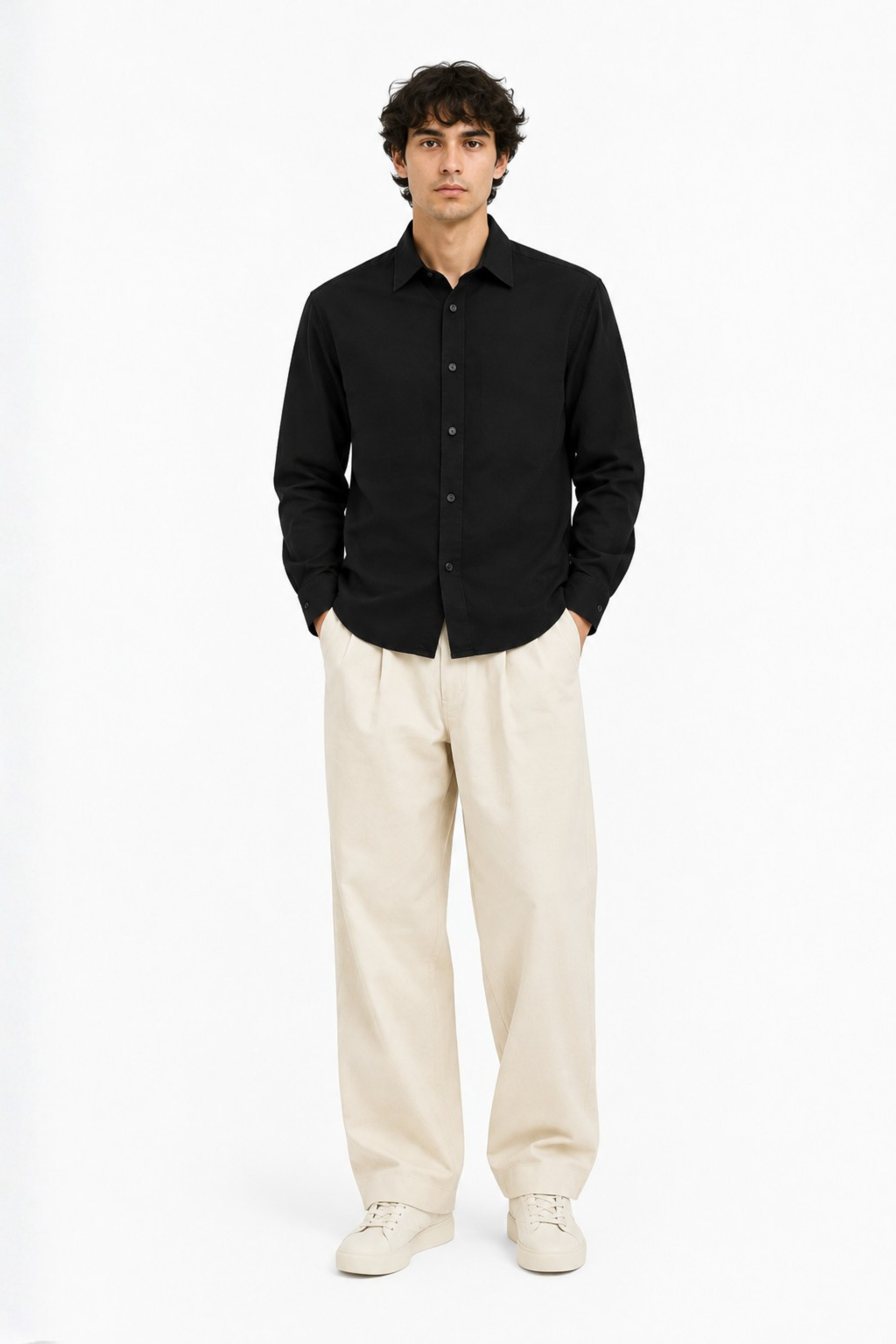 Men’s Black Classic Button-Down Shirt – Long Sleeve